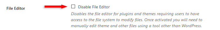 How to disable file editing