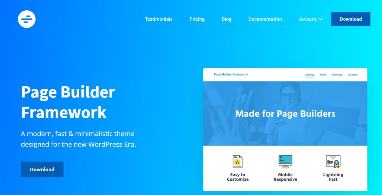 PageBuilder framework theme
